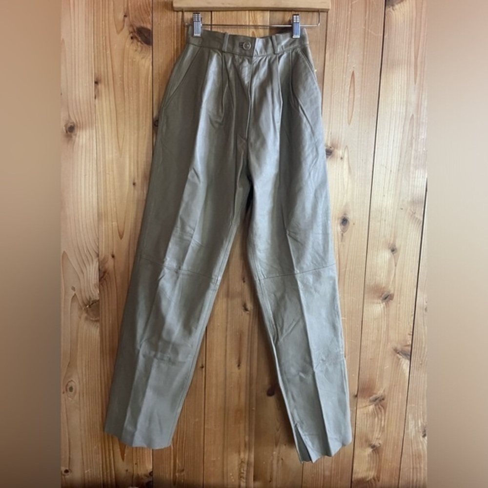 Vintage 80s Leather High Waist Pleated Pants XS